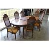 Image 1 : WALNUT DINING TABLE AND LEAF AND SIX CHAIRS