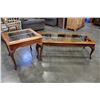Image 2 : 2 PIECE OAK AND GLASS COFFEE TABLE SET