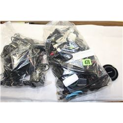 LARGE BAG OF ASSORTED CHARGERS AND CABLES