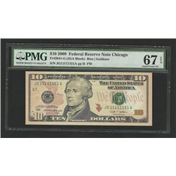 2009 $10 Federal Reserve Note Chicago RARE Serial Number PMG Superb Gem Unc 67EP