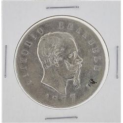 1877 Italy 5 Lira Silver Coin