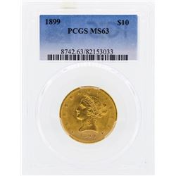 1899 $10 Liberty Head Eagle Gold Coin PCGS MS63