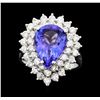 Image 1 : 14KT White Gold 4.37ct Tanzanite and Diamond Ring