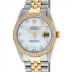 Rolex Mens 18KT Two Tone 1.00ctw Diamond DateJust Wristwatch