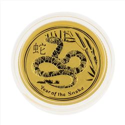 2013 $15 Australia 1/10 oz Lunar Year of the Snake Gold Coin BU