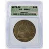 Image 1 : 1872-CC $1 Seated Dollar Coin ICG Graded MS62
