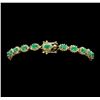 Image 3 : 14KT Yellow Gold 4.81cte Emerald and Diamond Bracelet