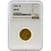 Image 1 : 1878 $3 Indian Princess Head Gold Coin NGC AU55