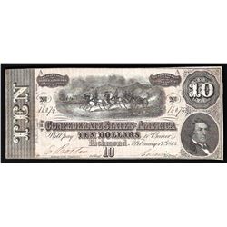1864 $10 The Confederate States of America Note