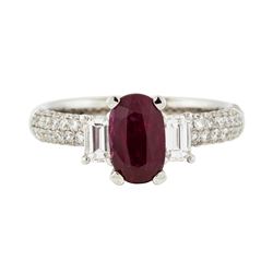 18KT White Gold 1.30ct Ruby and Diamond Ring
