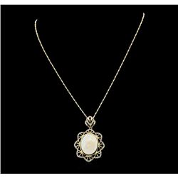 14KT Yellow Gold 7.65ct Opal and Diamond Pendant with Chain