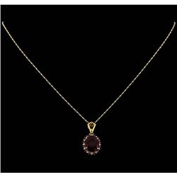 14KT Two Tone Gold 6.51ctw Ruby and Diamond Pendant with Chain