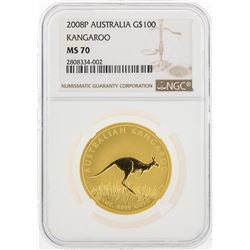 2008P $100 Australia Kangaroo Gold Coin NGC MS70