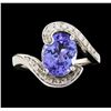 Image 2 : 14KT White Gold 3.17ct Tanzanite and Diamond Ring