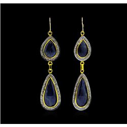 SILVER 26.84ctw Sapphire and Diamond Earrings