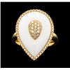 Image 1 : 14KT Rose Gold 4.56ct White Onyx and Diamond Ring