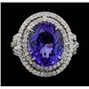 Image 1 : 18KT White Gold 8.16ct Tanzanite and Diamond Ring