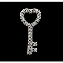 14KT White Gold 0.25ctw Diamond Key Pendant