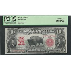 1901 $10 Bison Legal Tender U.S. Currency Note PCGS Gem New 66PPQ