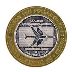 .999 Silver McCarran International Airport $10 Casino Limited Edition Gaming Tok