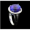 Image 4 : Platinum 9.99ct Tanzanite and Diamond Ring
