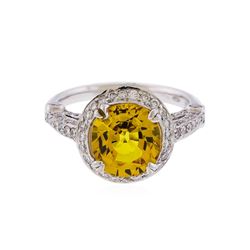 14KT White Gold 3.86ctw Yellow Sapphire and Diamond Ring