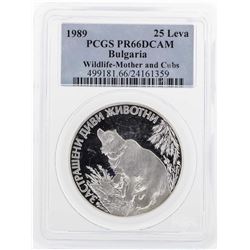 1989 Bulgaria 25 Leva Silver Coin PCGS PR66DCAM