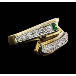 14KT Yellow Gold Emerald and Diamond Ring