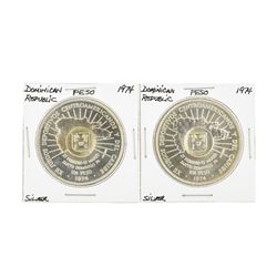 Set of (2) 1974 Dominican Republic Silver Coins