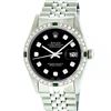Image 1 : Rolex Mens Stainless Steel Black Diamond And Emerald Datejust Wristwatch
