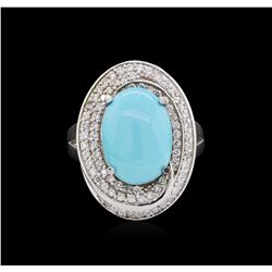 14KT White Gold 3.79ct Turquoise and Diamond Ring