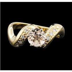 14K Yellow Gold 0.80ct Morganite and Diamond Ring