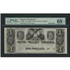 Image 1 : 1840s $1 The Bank of the Valley in Virginia Obsolete Note PMG Superb Gem Unc 68E