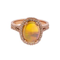14KT Rose Gold 2.42ct Opal and Diamond Ring