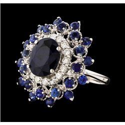 14KT White Gold 6.38ctw Sapphire and Diamond Ring
