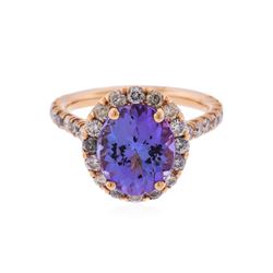 14K Rose Gold 4.36ct Tanzanite and Diamond Ring
