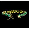 Image 4 : SILVER 12.22ctw Emerald and Diamond Bracelet