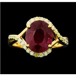 SILVER 3.94ct Ruby and Diamond Ring