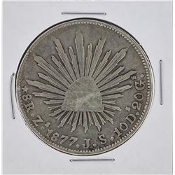 1877 ZS JS Mexico 8 Reales Silver Coin KM 377.13