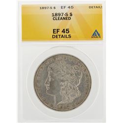 1897-S $1 Morgan Silver Dollar Coin Cleaned ANACS EF45 Details