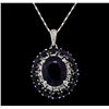 Image 2 : 14KT White Gold 18.79ctw Sapphire and Diamond Pendant with Chain