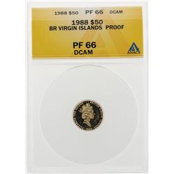 1988 $50 British Virgin Island Proof Gold Coin ANACS PF66 DCAM