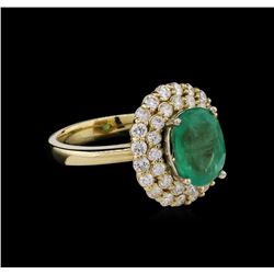 14KT Yellow Gold 2.63ct Emerald and Diamond Ring