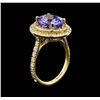 Image 4 : 14KT Yellow Gold 4.09ct Tanzanite and Diamond Ring