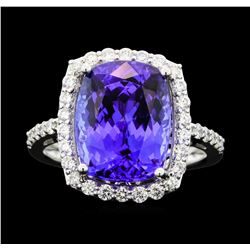 Platinum 7.56ct Tanzanite and Diamond Ring