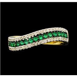 14KT White Gold Emerald and Diamond Ring