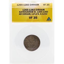1265-1283 Dirham Kaykhusraw III Coin ANACS VF35