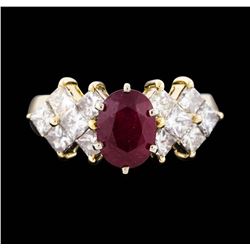 14KT Two Tone Gold 1.85ct Ruby and Diamond Ring