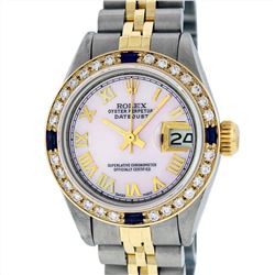 Rolex Ladies Two Tone Sapphire and Diamond Datejust Wristwatch