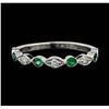 Image 1 : 14KT White Gold 0.20ctw Emerald and Diamond Ring